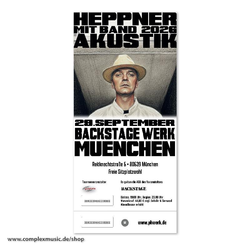 Ticket "Heppner, Akustik" München/Backstage Werk, 29.09.2026